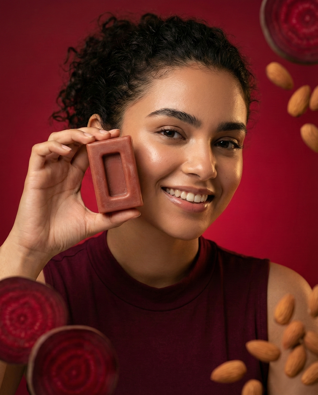 The Glow Next Gen Beetroot & Almond Handmade Soap Bar – 0% Caustic Soda, All Skin Types