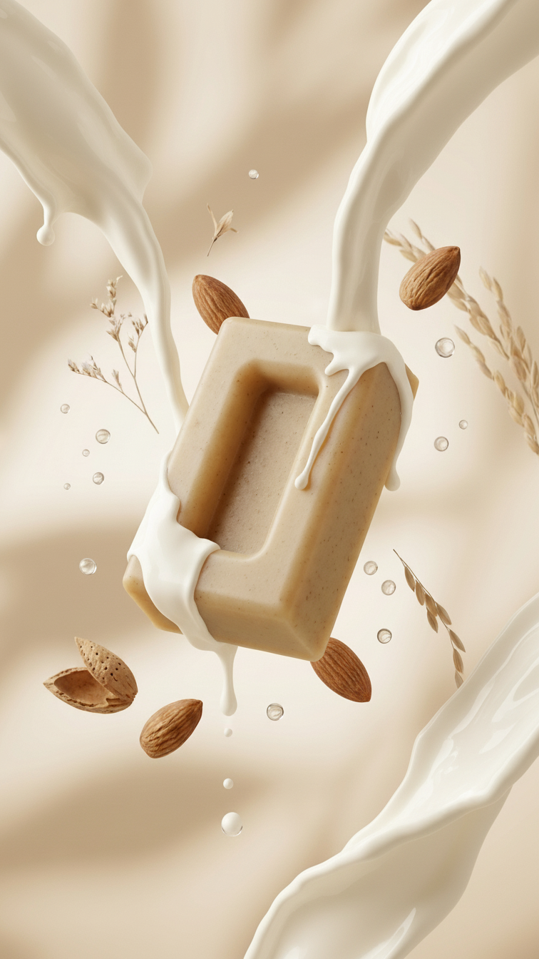 The Glow Next Gen Yogurt, Oat & Almond Milk Handmade Soap Bar – Gentle Exfoliation, Sensitive Skin