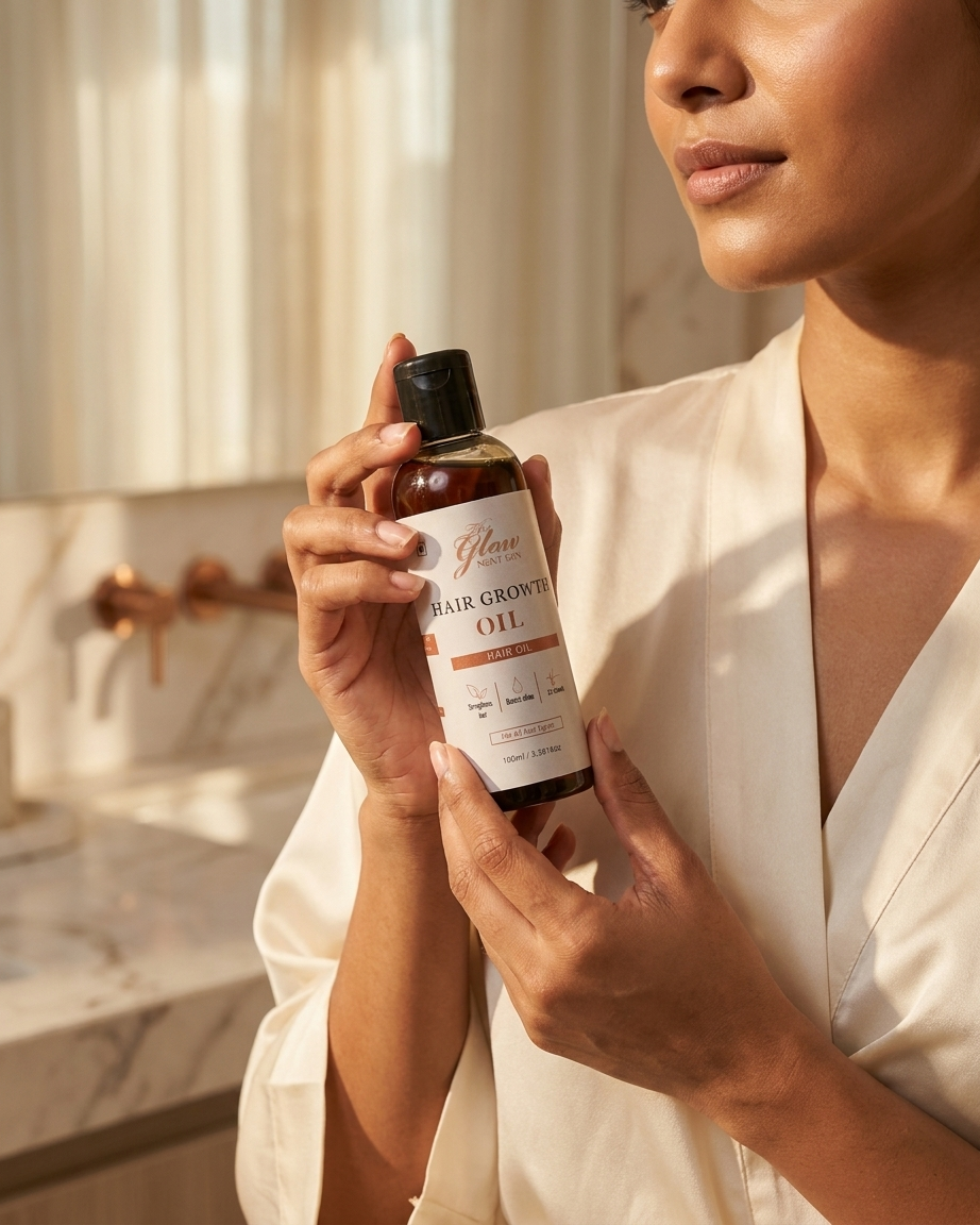 The Glow Next Gen 2X Hair Growth Oil – 10 Ayurvedic Potions Blend, 100ml | Stronger & Longer Hair