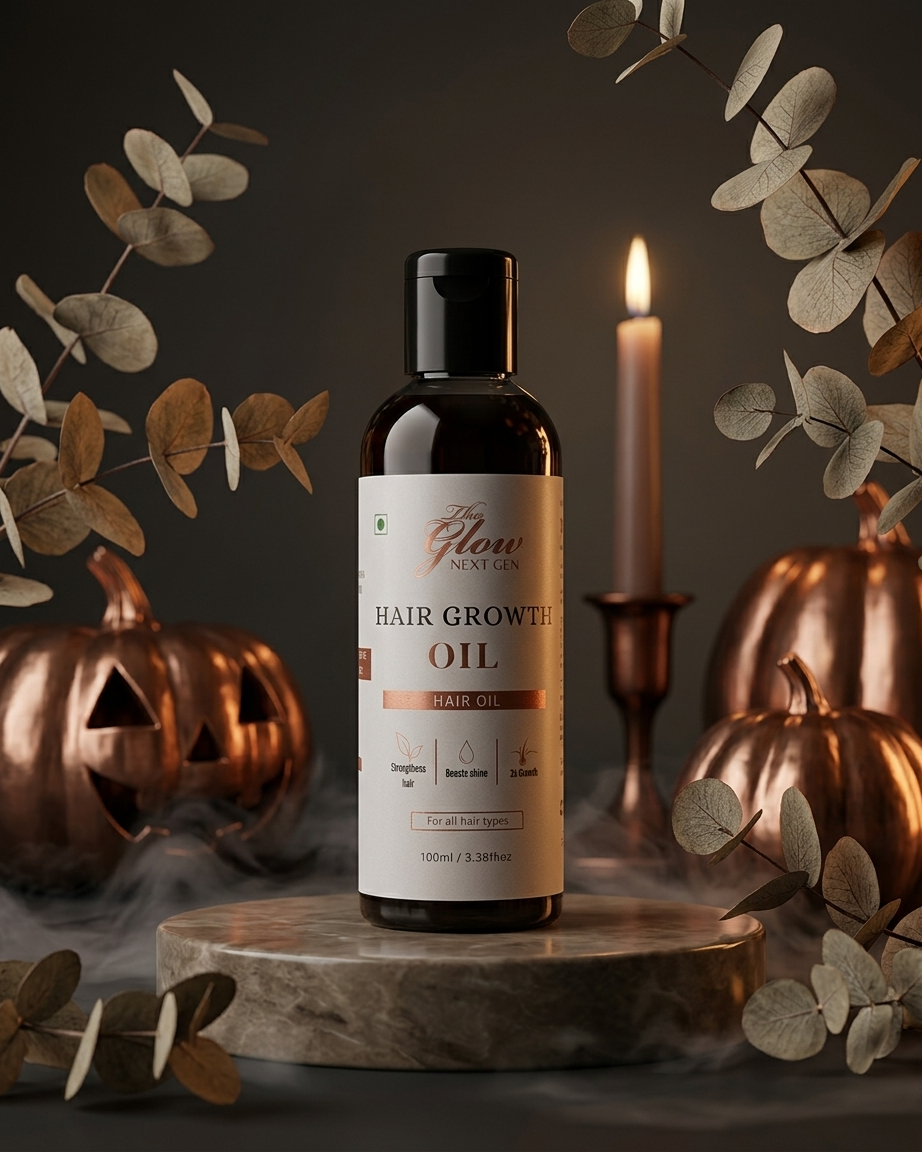 The Glow Next Gen 2X Hair Growth Oil – 10 Ayurvedic Potions Blend, 100ml | Stronger & Longer Hair