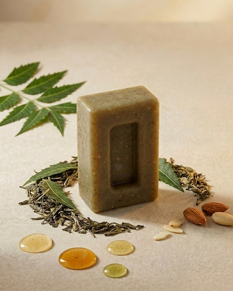 The Glow Next Gen Neem & Almond Handmade Soap Bar – Purifying, Antioxidant, All Skin Types